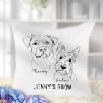 3631 personalised line art dog personalised cushion 1