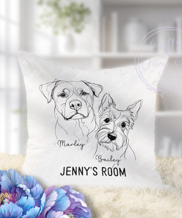 3631 personalised line art dog personalised cushion 1