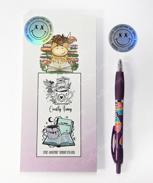 3642 magical books highland cow slim notepad 3