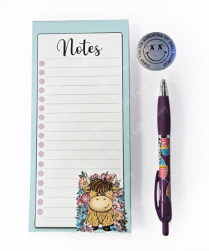 3643 floral highland cow slim notepad 1