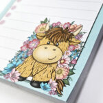 3643 floral highland cow slim notepad 2