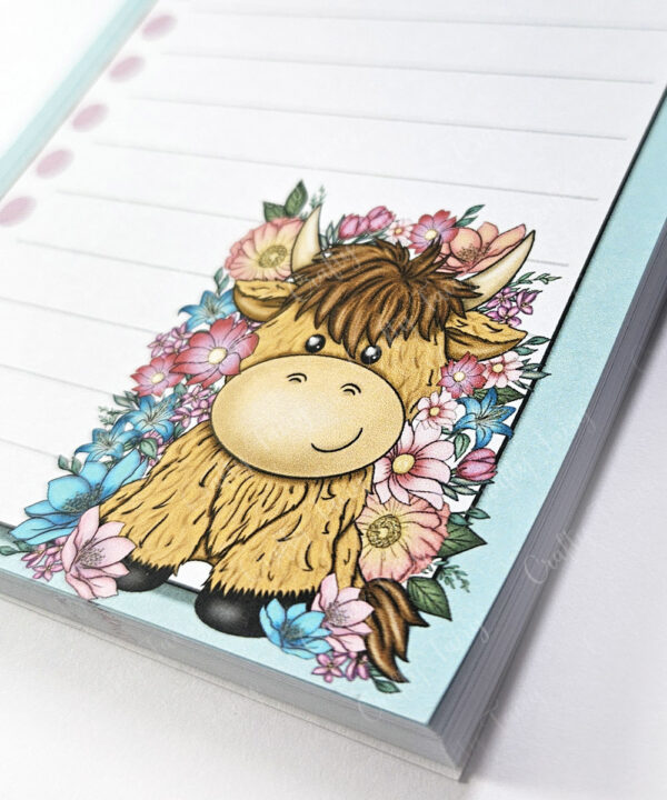 3643 floral highland cow slim notepad 2