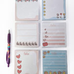 four red hearts mini square memo notepad stationery