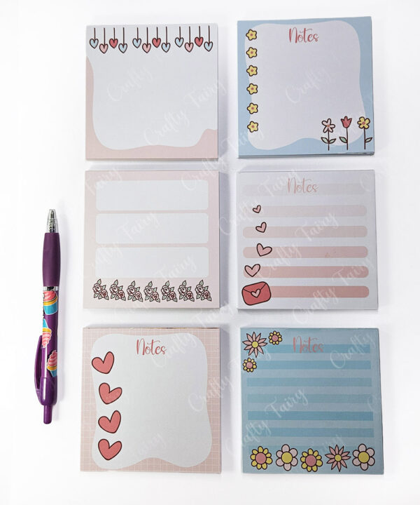 four red hearts mini square memo notepad stationery
