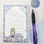 whimsical book lover lady a6 memo notes to do list notepad stationery