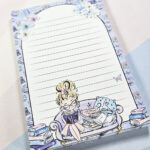 whimsical book lover lady a6 memo notes to do list notepad stationery