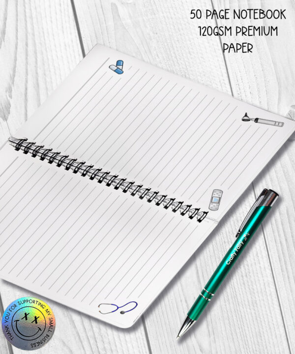 nurse equipment print blue a5 notebook journal book with option to personalise