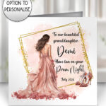 0260 personalised prom girl blush pink brunette card 1