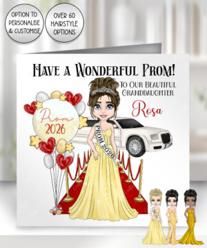 0283 personalised card prom girl yellow dress 1