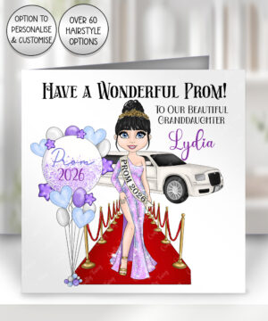 0289 personalised card prom girl purple dress