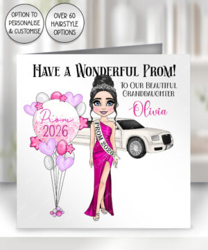 1436 personalised prom card pink satin dress 1