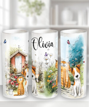 personalised doodle dog and/or cat tall ceramic flower vase lots of breeds