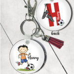 3684 personalised footballer cartoon boy keyring 1