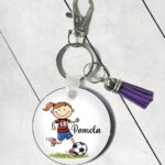 3684 personalised footballer cartoon boy keyring 2
