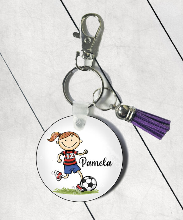 3684 personalised footballer cartoon boy keyring 2