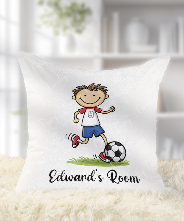 3686 personalised footballer cartoon boy cushion 1