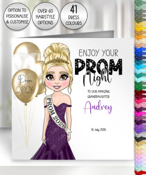 personalised girl in mermaid dress prom night card