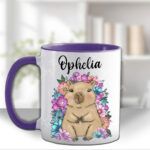 3691 capybara flowers personalised mug 2