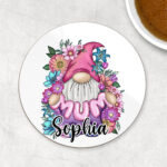 3698 gonk flowers personalised coaster 3