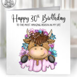 3702 highland cow mum personalised birthday card 1