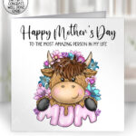 3702 highland cow mum personalised mothers day card 1