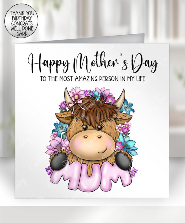 3702 highland cow mum personalised mothers day card 1