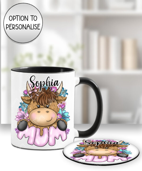 3703 highland cow mum personalised mug 3