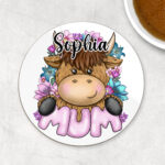 3704 highland cow mum personalised coaster 1