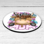3704 highland cow mum personalised coaster 2