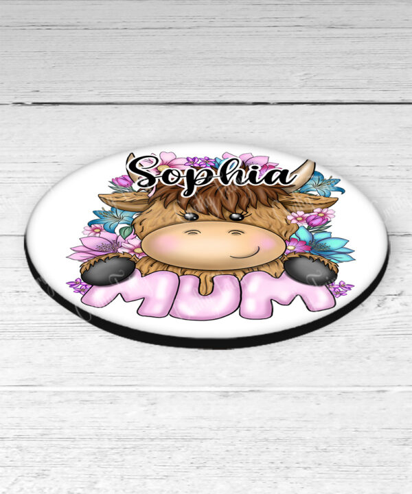 3704 highland cow mum personalised coaster 2
