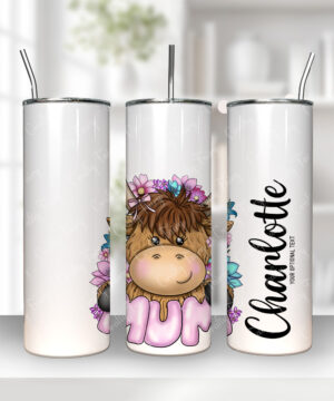 3706 highland cow mum personalised tumbler 1