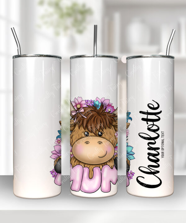 3706 highland cow mum personalised tumbler 1