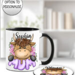 3709 highland cow mum mug coaster