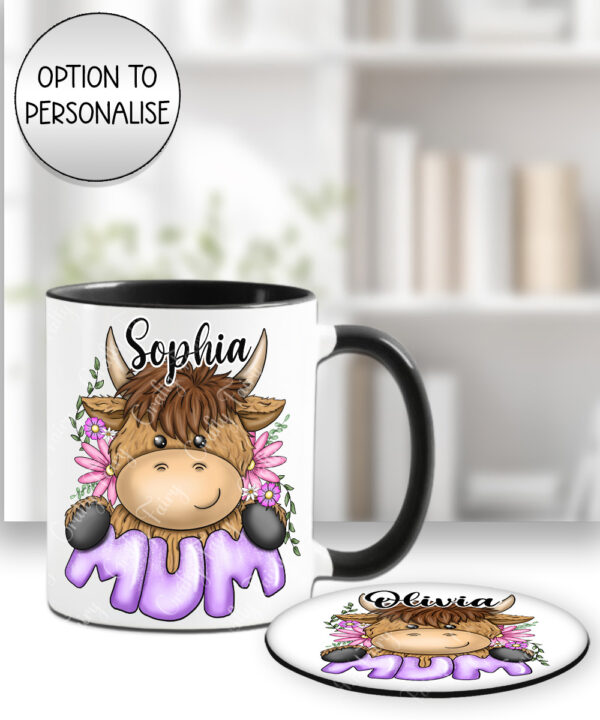 3709 highland cow mum mug coaster