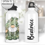 personalised sage green gonk & mum balloon 600ml water bottle