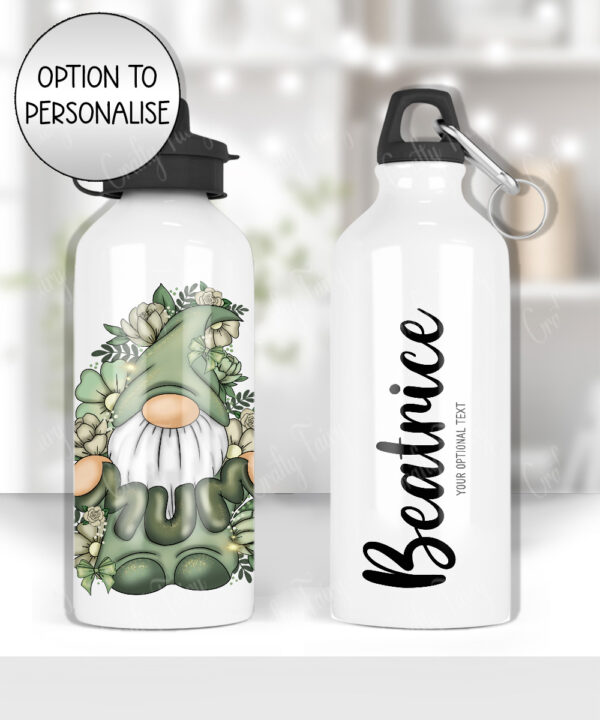 personalised sage green gonk & mum balloon 600ml water bottle