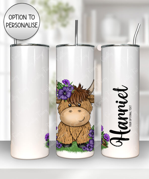 3730 personalised highland cow purple tumbler 2