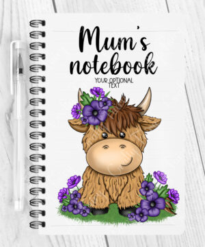 3731 personalised highland cow purple a5 notebook 1