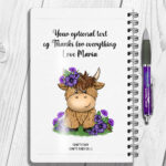 3731 personalised highland cow purple a5 notebook 2