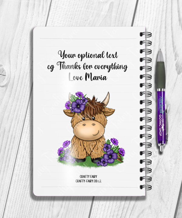 3731 personalised highland cow purple a5 notebook 2