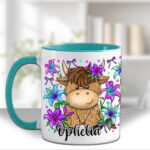 3733 personalised highland cow lilies mug 2