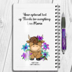 3737 personalised highland cow lilies a5 notebook 2