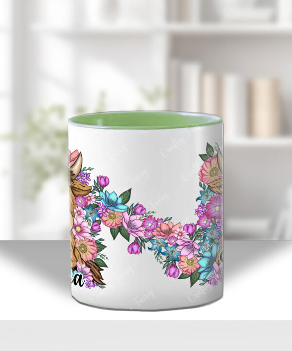 3739 personalised highland cow flowers mug 2