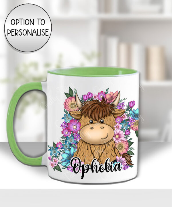 3739 personalised highland cow flowers mug 3