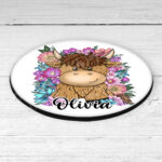 3740 personalised highland cow flowers coaster 2