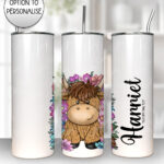 3742 personalised highland cow flowers tumbler 1