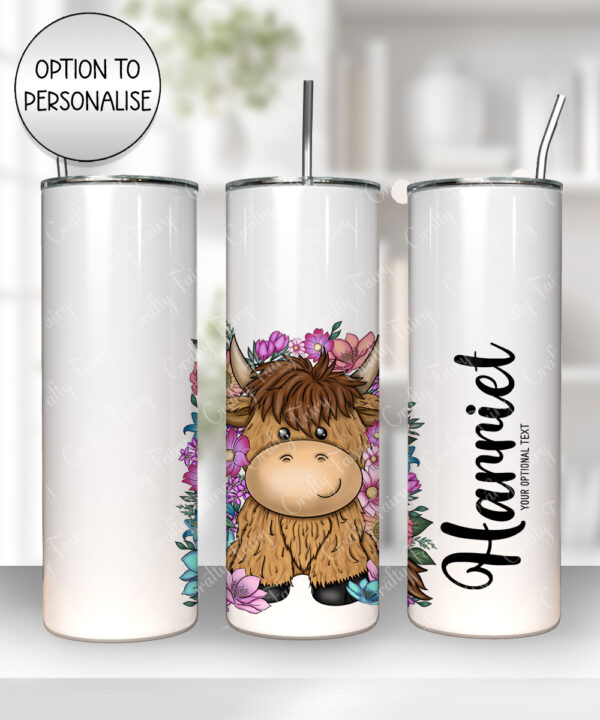 3742 personalised highland cow flowers tumbler 1