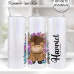 3742 personalised highland cow flowers tumbler 2