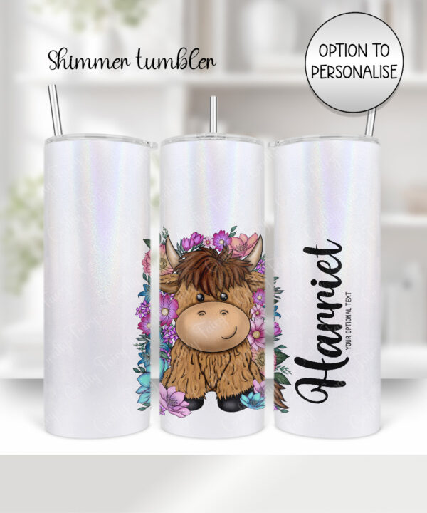 3742 personalised highland cow flowers tumbler 2