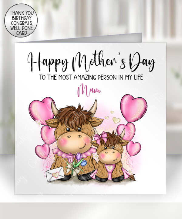 3744 personalised highland cow mum baby card 1